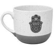 Wholesale - 18oz WH/Speck/GY Hamsa Mug C/P 36, UPC: 195010056151